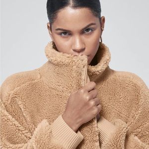 ALO YOGA Sherpa Varsity Jacket in Camel size XS